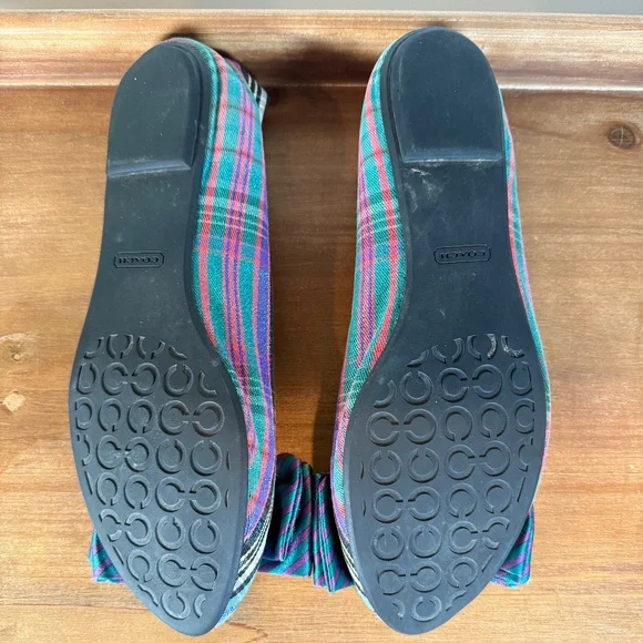 COACH Cambria Poppy Bow Plaid Tartan Flats Size 9 - Picture 4 of 4